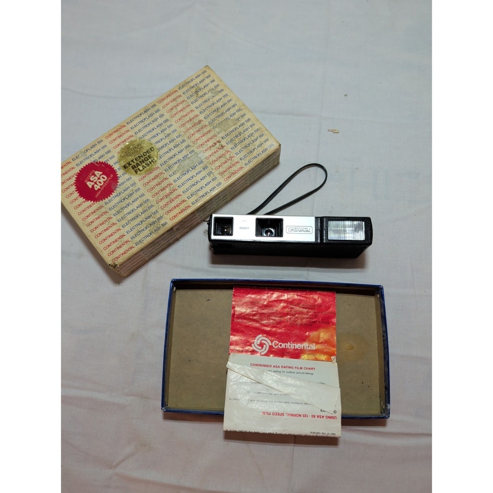 Vintage Continental Electro-Flash 555-S 110 Pocket Film Camera w/ Box Manual